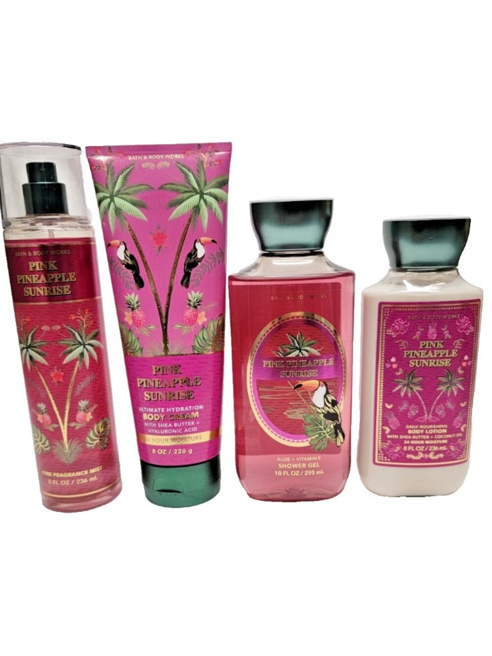 Bath & Body Works PINK PINEAPPLE SUNRISE Set of 4 MIST Lotion SHOWER GEL Cream